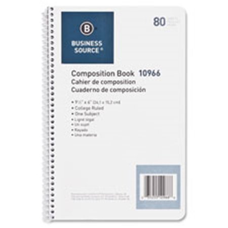 BUSINESS SOURCE Spiral Notebook-College Rule-No Margin-6 in. x 9.5 in.-80Shts-WE BSN10966